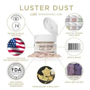 BAKELL Edible Luster Dust & Paint | LUSTER DUST Edible Powder | KOSHER Certified Paint, Powder & Dust | 100% Edible & Food Grade| Cakes, Vegan Paint & Dust (Peach Champagne, 4g)