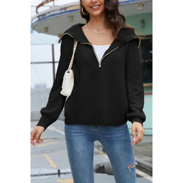 Stylish Jumppmile Women's Collared Zip Sweater for Fall