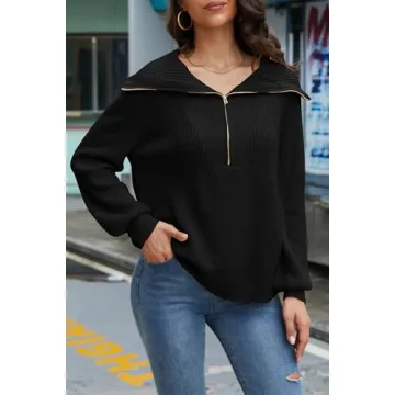 Stylish Jumppmile Women's Collared Zip Sweater for Fall