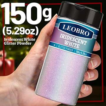 LEOBRO White Glitter, 150G/5.29OZ Glitter, Holographic White Fine Glitter, Extra Fine Glitter Powder...