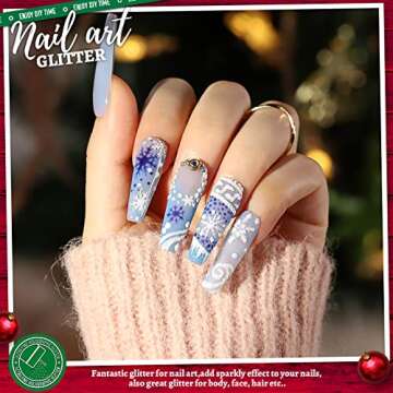 LEOBRO White Glitter, 150G/5.29OZ Glitter, Holographic White Fine Glitter, Extra Fine Glitter Powder, Iridescent Glitter for Resin Arts Crafts, DIY Tumblers Body Nail, Glitter for Christmas Decor