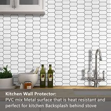 Vamos Tile Long Hexagon Peel and Stick Backsplash Tile - 10 Sheets Stick on Backsplash for Kitchen a...