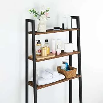 HOOBRO Over the Toilet Storage, 3 Tier Over Toilet Bathroom Organizer with Adjustable Feet, Industrial Multi-Functional Toilet Rack, Bathroom Storage Organizer, Easy to Assemble, Rustic Brown BF42TS01