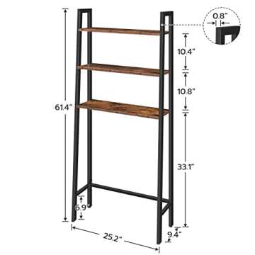 HOOBRO Over the Toilet Storage, 3 Tier Over Toilet Bathroom Organizer with Adjustable Feet, Industrial Multi-Functional Toilet Rack, Bathroom Storage Organizer, Easy to Assemble, Rustic Brown BF42TS01