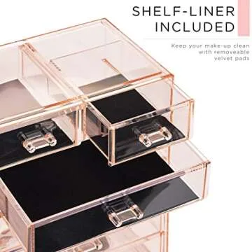 Sorbus Clear Cosmetic Makeup Organizer - Make Up & Jewelry Storage, Case & Display - Spacious Design - Great Holder for Dresser, Bathroom, Vanity & Countertop (4 Large, 2 Small Drawers) [Pink]