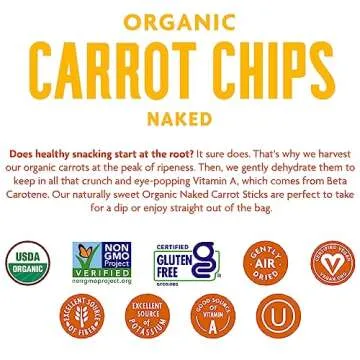 Rhythm Superfoods Carrot Sticks, Naked, Organic & Non-GMO, 1.4 Ounce each, Vegan/Gluten-Free Superfood Snacks, 4 count (Pack of 1)