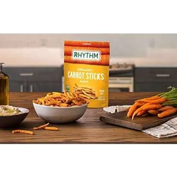 Rhythm Superfoods Carrot Sticks, Naked, Organic & Non-GMO, 1.4 Ounce each, Vegan/Gluten-Free Superfood Snacks, 4 count (Pack of 1)