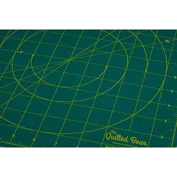 The Quilted Bear 360° Rotating & Lockable Self Healing Cutting Mat 12" x 12" with 45mm Rotary Cutter - Green: Your Ultimate Crafting Companion for Precision and Convenience.