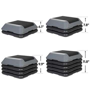 ZENY 16" x 16" High Aerobic Step Aerobics Stepper Platform with 4 Risers, Exercise Workout Stepper, Home Gym Equipment, Fitness Step Platform, Adjustable Aerobic Stepper