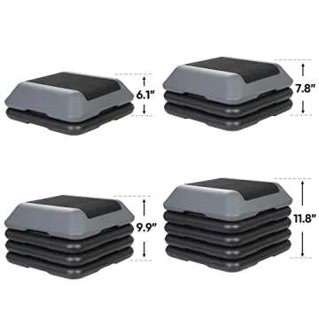 ZENY 16" x 16" High Aerobic Step Aerobics Stepper Platform with 4 Risers, Exercise Workout Stepper, Home Gym Equipment, Fitness Step Platform, Adjustable Aerobic Stepper