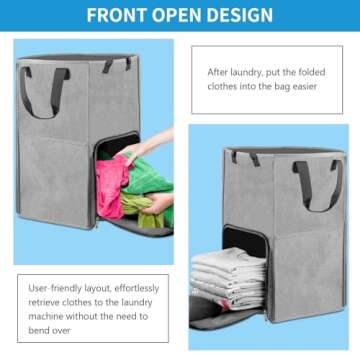 Laundry Backpack Bag, Bukere Extra Large 2 in 1 Laundry Hamper Basket for College Students Dorm Essentials, Adjustable Shoulder Straps, Freestanding Laundry Bag for Apartment, Laundromat, Travel