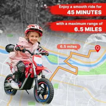Electric Dirt Bike for Kids Aged 3-6, 150W High Racing Competition Grade Electric Motorcycle, Up to 8MPH, 2 Speed Settings, Safe Disc Brakes, 12IN Off-Road Tires & Advanced Shock Absorption，Red