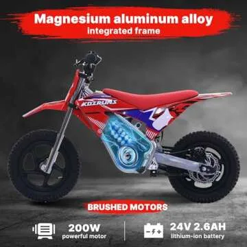 Electric Dirt Bike for Kids Aged 3-6, 150W High Racing Competition Grade Electric Motorcycle, Up to 8MPH, 2 Speed Settings, Safe Disc Brakes, 12IN Off-Road Tires & Advanced Shock Absorption，Red