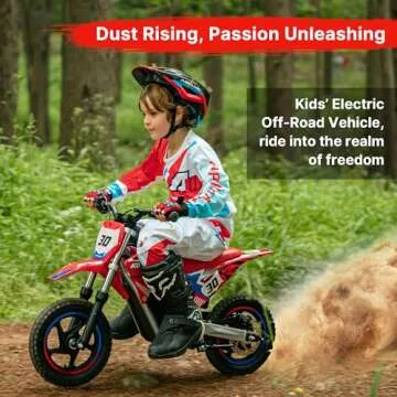 Electric Dirt Bike for Kids Aged 3-6, 150W High Racing Competition Grade Electric Motorcycle, Up to 8MPH, 2 Speed Settings, Safe Disc Brakes, 12IN Off-Road Tires & Advanced Shock Absorption，Red
