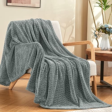 Inhand Soft Grey Leaves Throw Blanket for Cozy Comfort