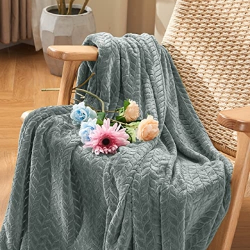 Inhand Soft Grey Leaves Throw Blanket for Cozy Comfort