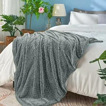 Inhand Soft Grey Leaves Throw Blanket for Cozy Comfort