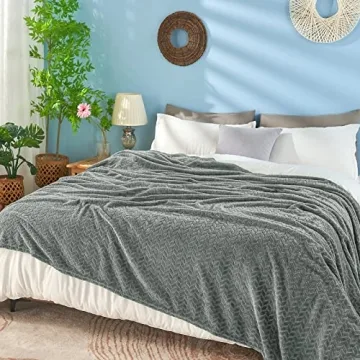 Inhand Soft Grey Leaves Throw Blanket for Cozy Comfort