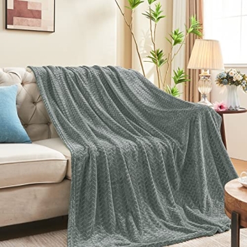 Inhand Soft Grey Leaves Throw Blanket for Cozy Comfort