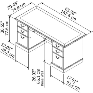Pemberly Row Executive Wood Desk - Stylish and Functional
