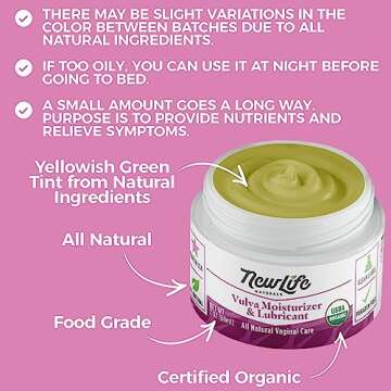 NewLife Naturals Organic Vulva Cream - Vaginal Moisturizer - Intimate Feminine Care - Post Menopause Support - Estrogen-Free Formula - Eases Dryness, Itching, Irritation and Discomfort - 2 Oz