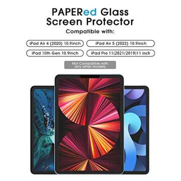 amFilm PAPERed Glass Screen Protector compatible with iPad Pro 11 (2021), iPad Pro 11 (2019), iPad A...