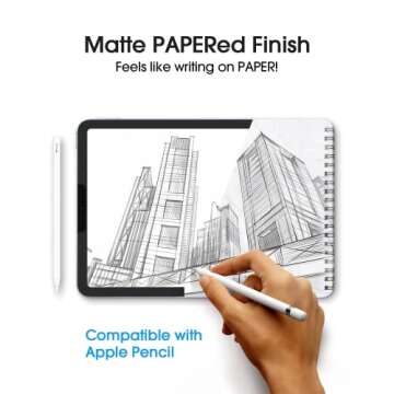 amFilm PAPERed Glass Screen Protector compatible with iPad Pro 11 (2021), iPad Pro 11 (2019), iPad Air 4 (2020), 9H Paper-Matte Finish, Face ID, Apple Pencil 2nd Compatible, Tempered Glass, 1 Pack