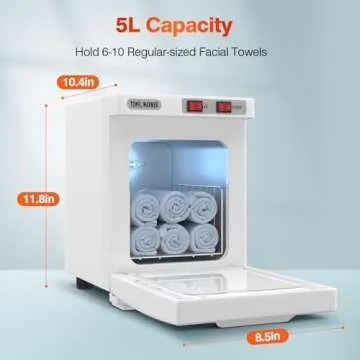 Hot Towel Warmer, Spa Towel Cabinet 5L Professional Mini Towel Heater, Towel Warmer for Facials SPA Barbershop Esthetician (White)