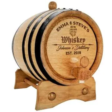 Personalized - Custom Engraved American Premium Oak Aging Barrel - Age your own Whiskey, Beer, Wine, Bourbon, Tequila, Rum, Hot Sauce & More | Barrel Aged (2 Liters)