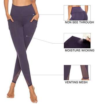 PERSIT Yoga Pants for Women with Pockets High Waisted Black Workout Leggings Athletic Gym Soft Yoga Leggings