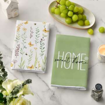 Artoid Mode Flower Kitchen Towels Set of 4 Stylish Dish Towels