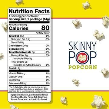 SkinnyPop Popcorn, Gluten Free, Non-GMO, Healthy Snacks, Skinny Pop Variety Pack (Original & Dairy Free White Cheddar Popcorn), 0.5oz Individual Size Snack Bags (40 Count)