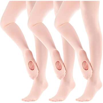 MdnMd 3 Pack Girls Ballet Dance Tights Transition Footless Ballet Legging Stocking Pantyhose (Ballet...