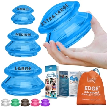 Advanced EDGE Silicone Cupping Therapy Set - 4 Cup Kit for Muscle Recovery and Cellulite Reduction
