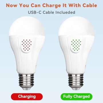 Neporal MagicGlow Rechargeable Light Bulbs with Remote, 3 Colors Shift + Dimmable Battery Powered Light Bulbs, USB Rechargeable, A19 Standard Emergency LED Light Bulbs, 15W, Up to 24 Hours, 2 Pack