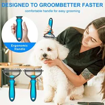 Pet Grooming Brush Dog Grooming Rakes Tool for Mats & Tangles Removing