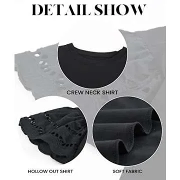 Zenlonr Summer Crewneck Bell Sleeves Tops for Women