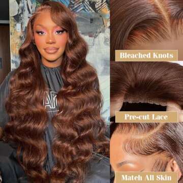 Daveila 24 Inch Chocolate Brown Body Wave Glueless Wig Human Hair Pre Plucked Pre Cut Glueless Lace ...