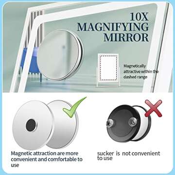 BRIGHTINWD Lighted Makeup Mirror, Hollywood Vanity Mirror with Lights, Touch Control 3 Color Lighting Modes for Bedroom, Detachable 10X Magnification Mirror, 360°Rotation (16 in, White)