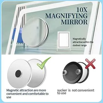 BRIGHTINWD Lighted Makeup Mirror, Hollywood Vanity Mirror with Lights, Touch Control 3 Color Lighting Modes for Bedroom, Detachable 10X Magnification Mirror, 360°Rotation (16 in, White)