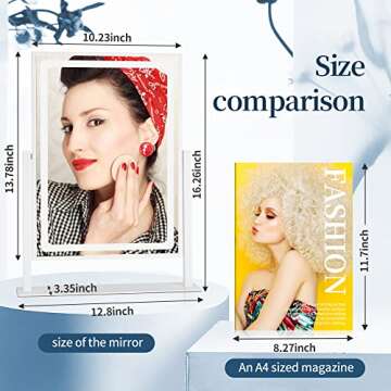 BRIGHTINWD Lighted Makeup Mirror, Hollywood Vanity Mirror with Lights, Touch Control 3 Color Lighting Modes for Bedroom, Detachable 10X Magnification Mirror, 360°Rotation (16 in, White)