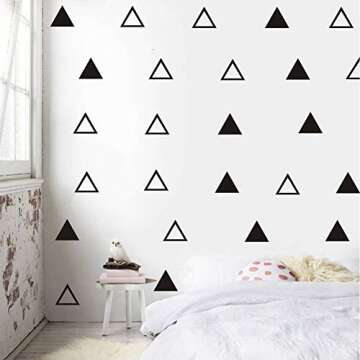 64pcs/Set Modern Vinyl Triangles Wall Decal Solid/Outline Triangles Pattern Wall Sticker DIY Home De...