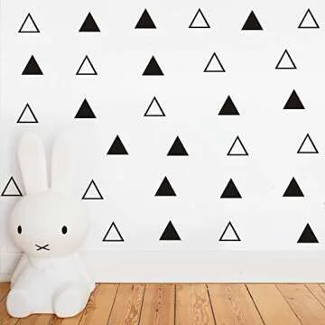 64pcs/Set Modern Vinyl Triangles Wall Decal Solid/Outline Triangles Pattern Wall Sticker DIY Home Decor Kids/Children Room Decor Stickers YYU-18 (Black)