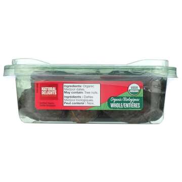 Natural Delights Fresh Medjool Dates (1 lb.) | Great Snacks for Adults and Kids | Non-GMO Verified | Superfood | No Sugar Added | Good Source of Fiber | 16 Vitamins & Minerals Packaging may vary