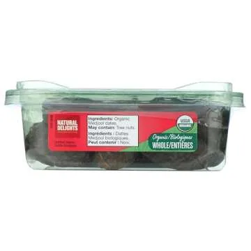 Natural Delights Fresh Medjool Dates (1 lb.) | Great Snacks for Adults and Kids | Non-GMO Verified | Superfood | No Sugar Added | Good Source of Fiber | 16 Vitamins & Minerals Packaging may vary
