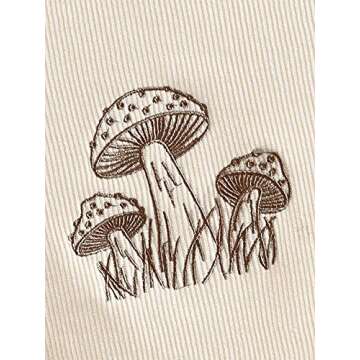 SweatyRocks Women's Graphic Print Round Neck T Shirt Short Sleeve Crop Tee Tops Mushroom Brown M