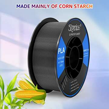 3Dgenius PLA 3D Printer Filament PLA Filament 1.75mm 1kg/2.2lbs Spool 3D Printing Filament 1.75mm PLA Filament Dimensional Accuracy +/- 0.03mm, Black PLA Fit Most FDM Printers