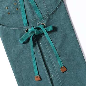 AFUN Chef Aprons for Men Women with Large Pockets, Cotton Canvas Cross Back Heavy Duty Adjustable Work Apron, Size M to XXL (Darkgreen)