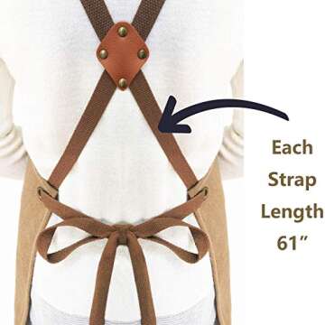 AFUN Chef Aprons for Men Women with Large Pockets, Cotton Canvas Cross Back Heavy Duty Adjustable Work Apron, Size M to XXL (Darkgreen)