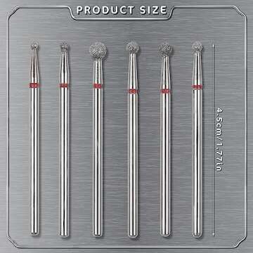 6-Pack Nail Drill Bit, 3/32 Inch Cuticle Cleaning Ball Head Nail Drill for Gel Nails, Professional D...